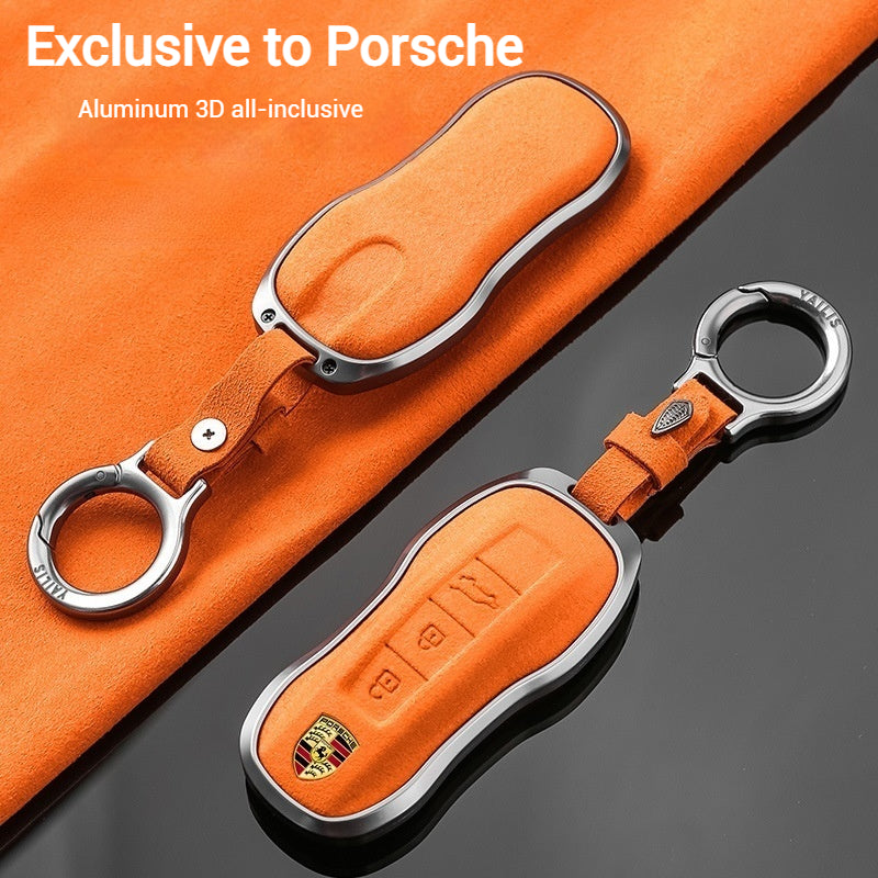 Load image into Gallery viewer, Porsche Luxury Suede Car Key Fob Case Cover For Macan, Cayenne, 911, Panamera, 718, Taycan, 992
