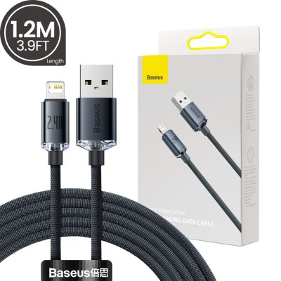 CW-FXP Baseus Crystal Shine Series Fast Charging Data Cable USB to iP 2.4A 1.2m - Black
