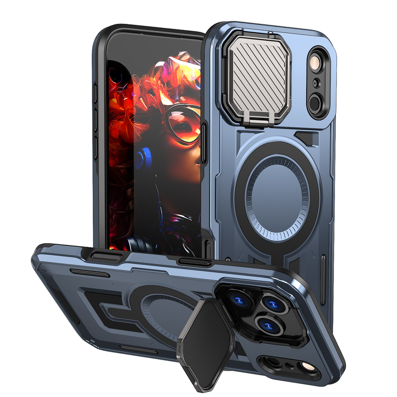 Load image into Gallery viewer, [Magsafe Compatible][With Lens Cover] Apple iPhone 17 Pro/Pro Max Heavy Duty Stand Phone Case
