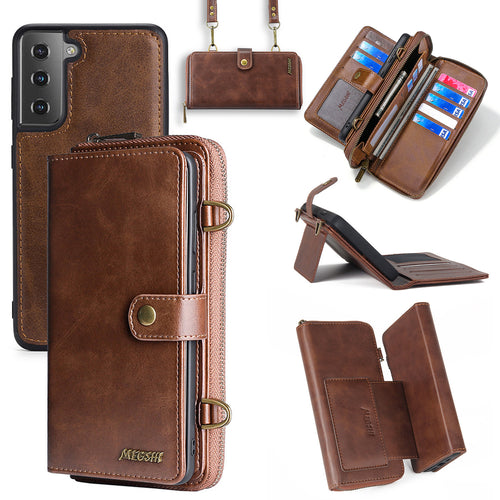 [With Card Holder][With Strap] Samsung S25/Plus/Ultra - Multi-functional PU Leather Flip Wallet Case