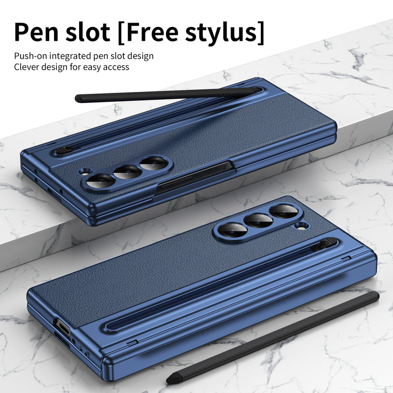 Load image into Gallery viewer, [Built-in Card Slot] Samsung Galaxy Z Fold7 Folding Electroplated PU Leather Case with Tempered Glass Screen Protector
