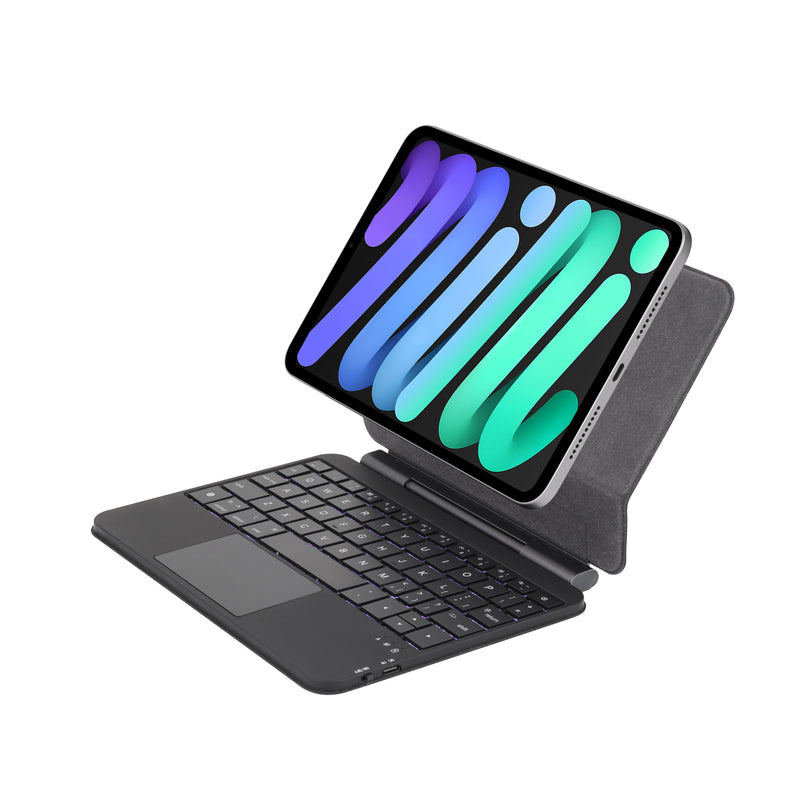 Load image into Gallery viewer, Apple iPad Mini 8.3&#39;&#39; 6/7th Gen (2021/2024) - Easy-Set Floating Cantilever Stand Precision Multi-Touch Trackpad Smart Wireless Keyboard Case With Backlit Keys
