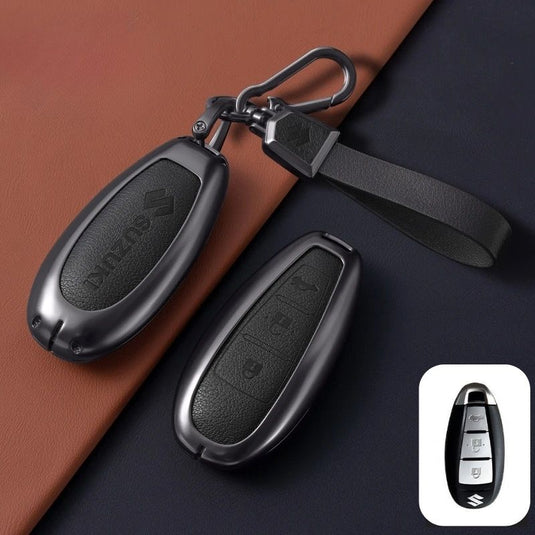 Suzuki Zinc Alloy Geuine Leather Car Key Fob Case Cover For Swift, Vitara, Baleno, Ciaz, SX4,  S-Cross, Jimny, Baleno, Ertiga