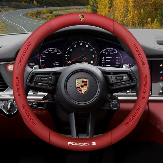 Porsche Luxury Nappa Leather Steering Wheel Cover with Embossed Texture, Sport-Inspired Design For Cayenne, Macan,  Panamera, 718, Taycan, 911 - i-Station Mobile Phone & Electronic Device Repair and Accessories
