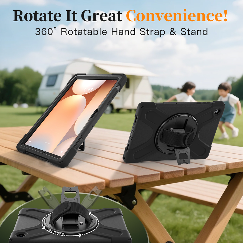 Load image into Gallery viewer, [With Shoulder Strap] Samsung Galaxy Tab A11 8.7&quot; 2025 - 360 Degree Rotation Heavy Duty EVA Kid Friendly Ring Holder Stand Case
