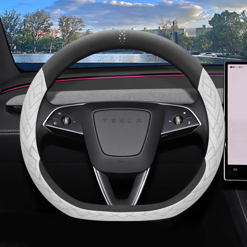 Load image into Gallery viewer, Tesla Soft Suede All-Season Comfort &amp; Anti-Slip Steering Wheel Cover For Model Y, Model 3
