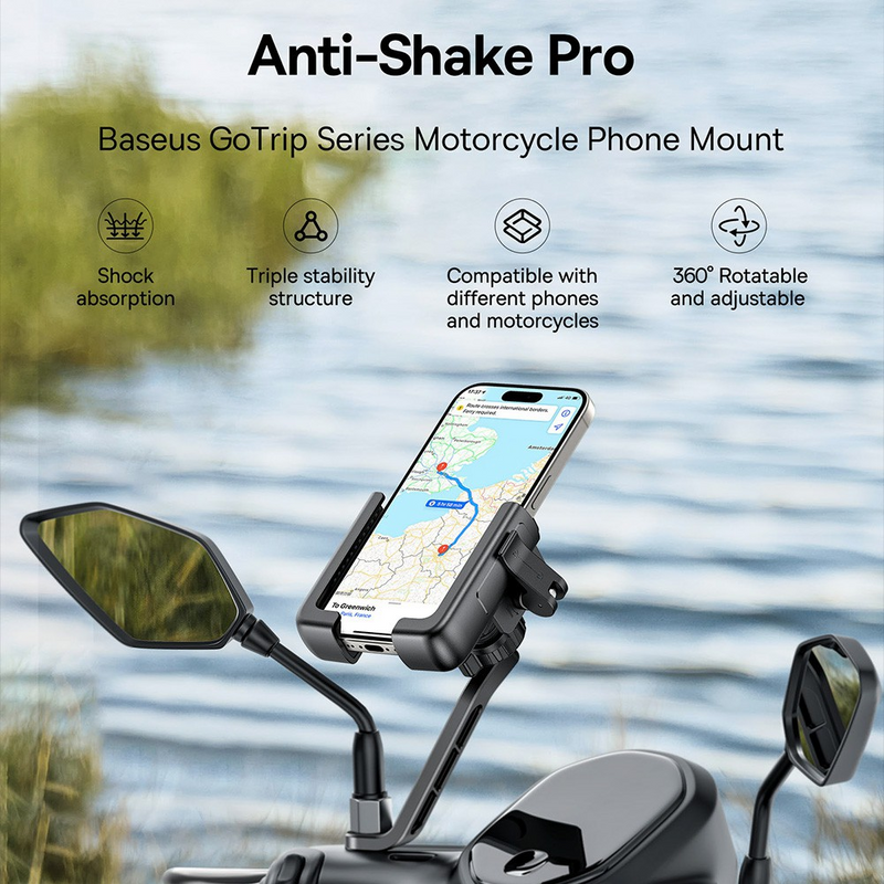 Load image into Gallery viewer, Baseus GoTrip Series Bike Phone Mount Rearview Mirror Version-Cluster Black
