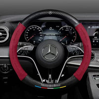 Mercedes-Benz Suede Carbon Fiber Car Steering Wheel Covers For C260L, C200L, GLC, GLA,  E300L, A180, GLB220, CLA