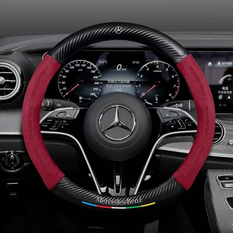 Load image into Gallery viewer, Mercedes-Benz Suede Carbon Fiber Car Steering Wheel Covers For C260L, C200L, GLC, GLA,  E300L, A180, GLB220, CLA
