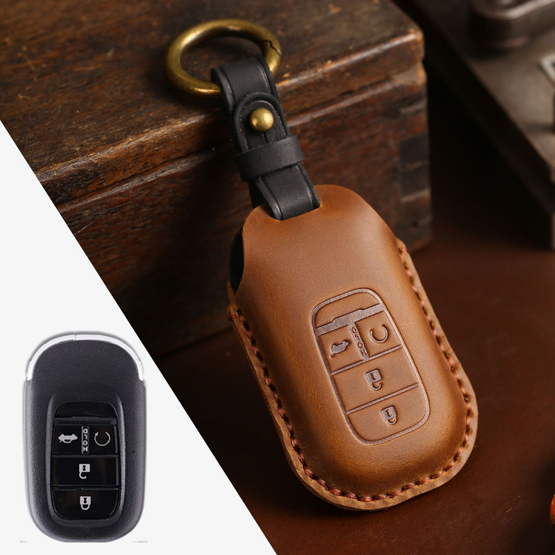 Load image into Gallery viewer, Honda Handcrafted Genuine Leather Car Key Fob Case Cover For CR-V, Accord, Civic, HR-V, Pilot
