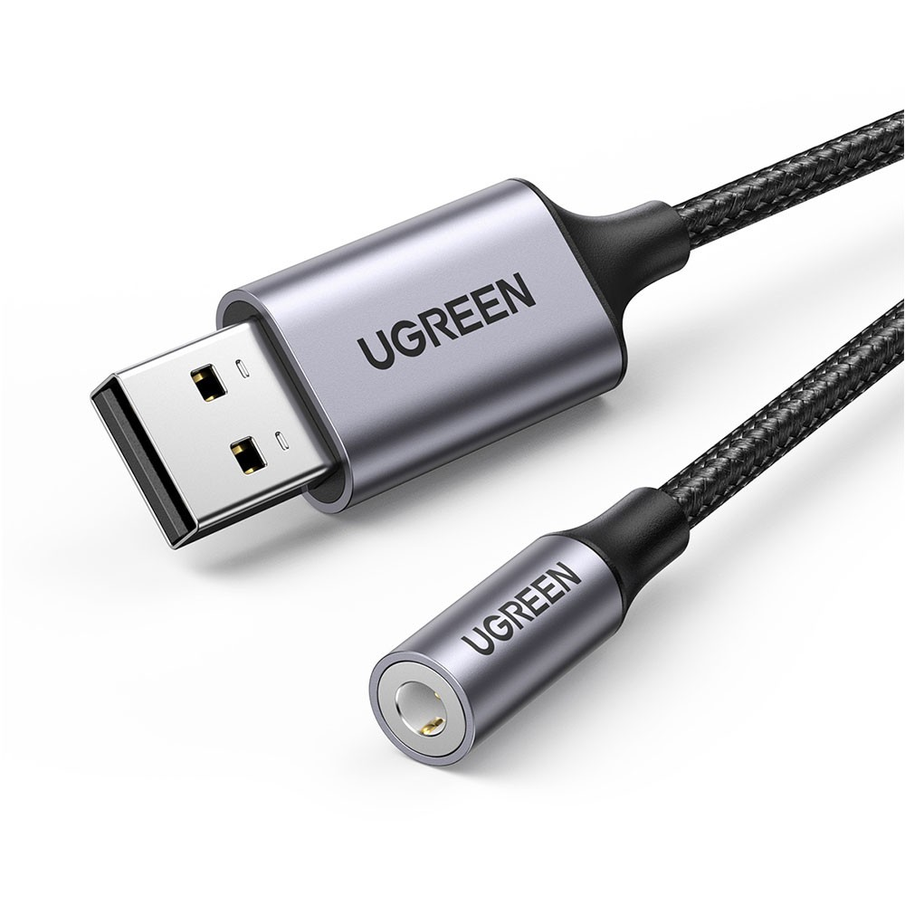 UGREEN CM477 USB 2.0 to 3.5mm Audio Adapter 25cm-Dark Gray - i-Station Mobile Phone & Electronic Device Repair and Accessories