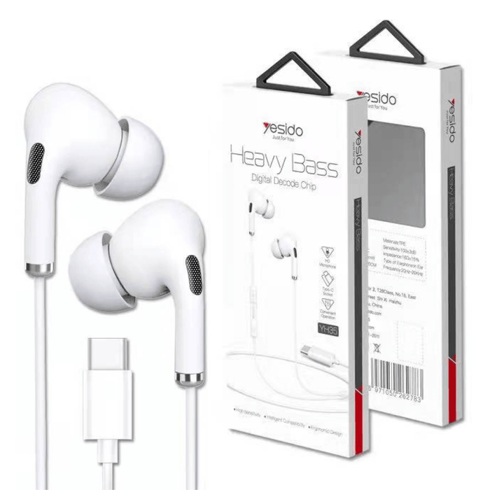[YH35 ＆ YH38][Type-C Port] Heavy Bass Yesido Type-C In-Ear Earphone Stereo with Mic Surround Sound Headset Earbuds