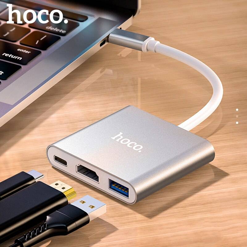 Load image into Gallery viewer, [HB14] HOCO 3 in 1 USB-C Type C USB 3.0 HUB HDMI PD Adapter Converter Splitter
