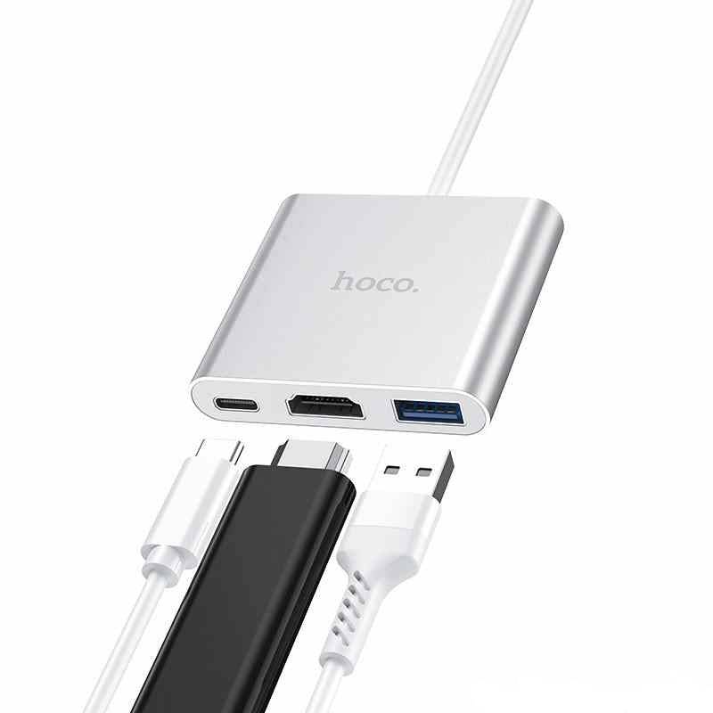 Load image into Gallery viewer, [HB14] HOCO 3 in 1 USB-C Type C USB 3.0 HUB HDMI PD Adapter Converter Splitter
