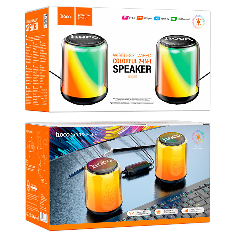 Load image into Gallery viewer, [BS56] HOCO Wireless and Wired Desktop Office Gaming Speakers With Colorful RGB Light Effect - Polar Tech Australia
