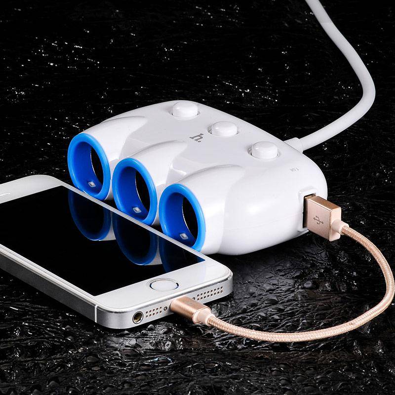 Load image into Gallery viewer, [C1] HOCO Dual USB Port Triple Cigarette Lighter Splitter Car Charging Adapter
