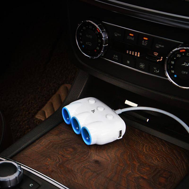 Load image into Gallery viewer, [C1] HOCO Dual USB Port Triple Cigarette Lighter Splitter Car Charging Adapter
