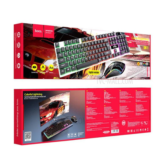 HOCO GM11 Terrific Glowing USB Wired 104 Keys RGB Backlight Gaming Mouse Keyboard Combos Set - Polar Tech Australia