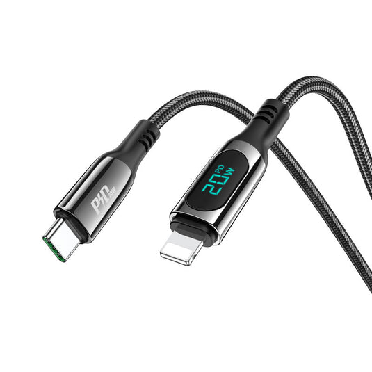 [S51][Type-C To Lightning][LED Display] HOCO Extreme Explorer 20W Super Fast PD Charging Data Sync USB Cable For Apple Device - Polar Tech Australia