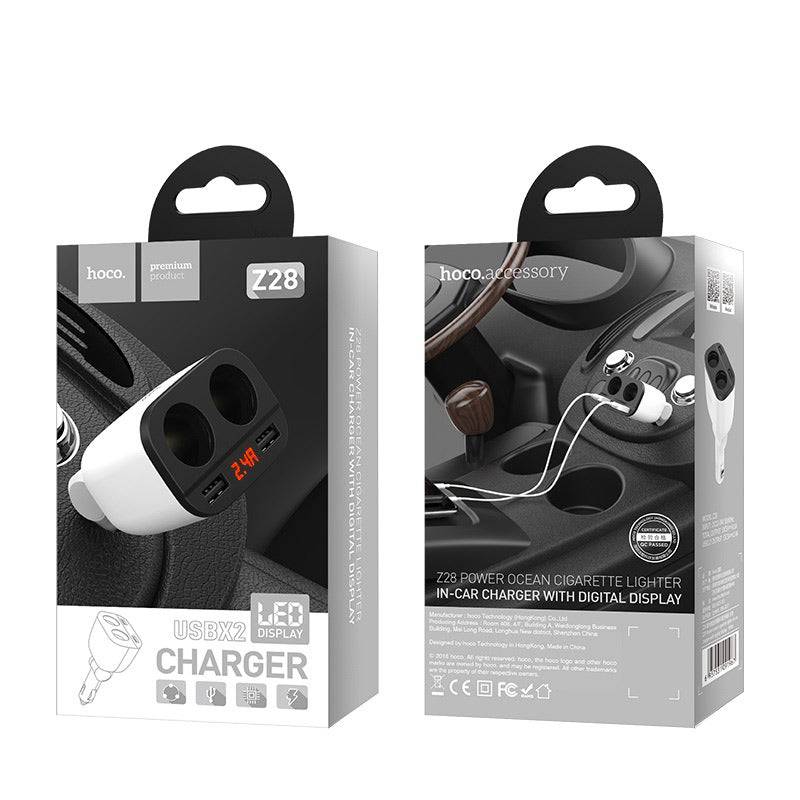 Load image into Gallery viewer, [Z28] HOCO Universal Car Charger Extension Dual Port 2 x USB Port With Digital Display
