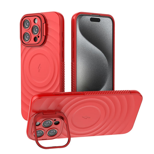 iPhone 16/Plus/Pro/Pro Max MagSafe TPU Case with Camera Stand, Shockproof & Anti-Fingerprint Design