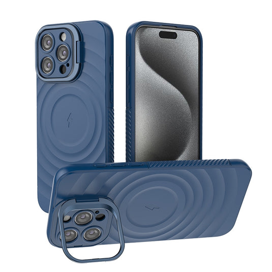 iPhone 16/Plus/Pro/Pro Max MagSafe TPU Case with Camera Stand, Shockproof & Anti-Fingerprint Design