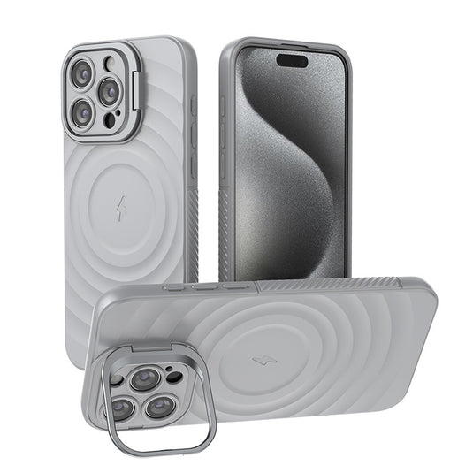 iPhone 16/Plus/Pro/Pro Max MagSafe TPU Case with Camera Stand, Shockproof & Anti-Fingerprint Design