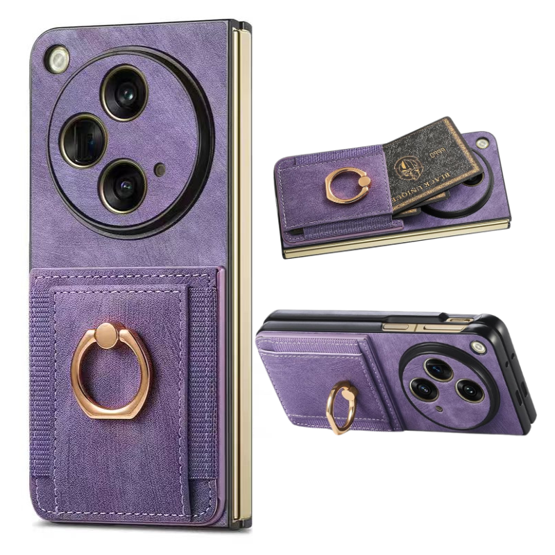 Load image into Gallery viewer, [Built-in Ring Bracket][With Card Solt] OPPO Find N2 Flip Full-coverage Leather Shockproof Wallet Series Case
