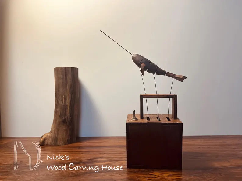 Load image into Gallery viewer, Wooden Whale, Automata Whale, Narwhal Music Box, Mechanical Whale, Ornament, Wood art, Statue, Sculpture, Home Decor, Woodcarving, Handmade
