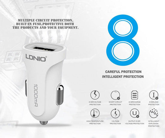 [Clearrance] LDNIO Car USB Charger With Charging Cable