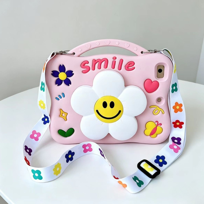 Load image into Gallery viewer, [With Pen Slot][Shoulder Strap] Apple iPad 5/6 9.7'' 5/6th Gen (2017/2018) Flower Silicone Full-Protection Shockproof Stand Case - i-Station Mobile Phone &amp; Electronic Device Repair and Accessories
