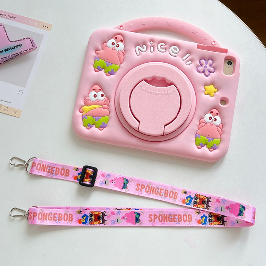 [Built-in Ring Holder][With Pen Slot] Apple iPad 7/8/9 10.2'' 7/8/9th Gen (2019/2020/2021) SpongeBob Cartoon Silicone Anti-Drop Protective Case - i-Station Mobile Phone & Electronic Device Repair and Accessories