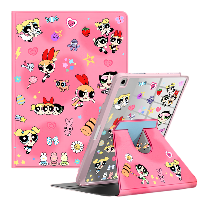 Load image into Gallery viewer, [Detachable][Built-in Pen Slot] Apple iPad Air 11-inch M2/M3/M4 (2024/2025/2026) Powerpuff Girls Smart 360° Degree Rotate Stand Shockproof Flip Cover Case - i-Station Mobile Phone &amp; Electronic Device Repair and Accessories
