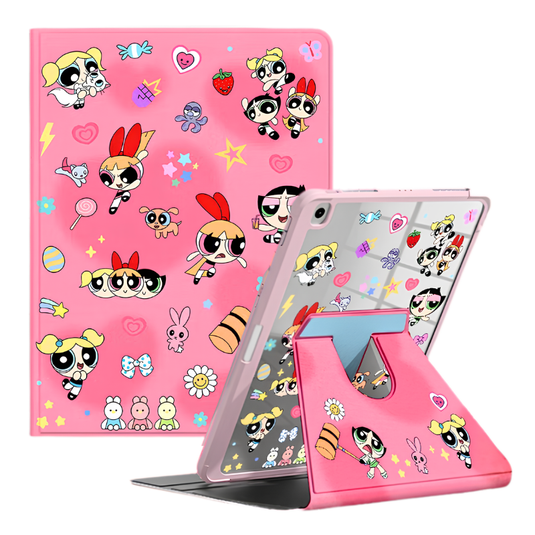 [Detachable][Built-in Pen Slot] Apple iPad Air 11-inch M2/M3/M4 (2024/2025/2026) Powerpuff Girls Smart 360° Degree Rotate Stand Shockproof Flip Cover Case - i-Station Mobile Phone & Electronic Device Repair and Accessories