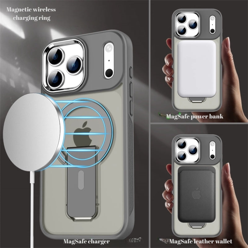 Load image into Gallery viewer, iPhone 17/Pro/Pro Max Matte MagSafe Magnetic Shockproof Heavy Duty Case with kickstand

