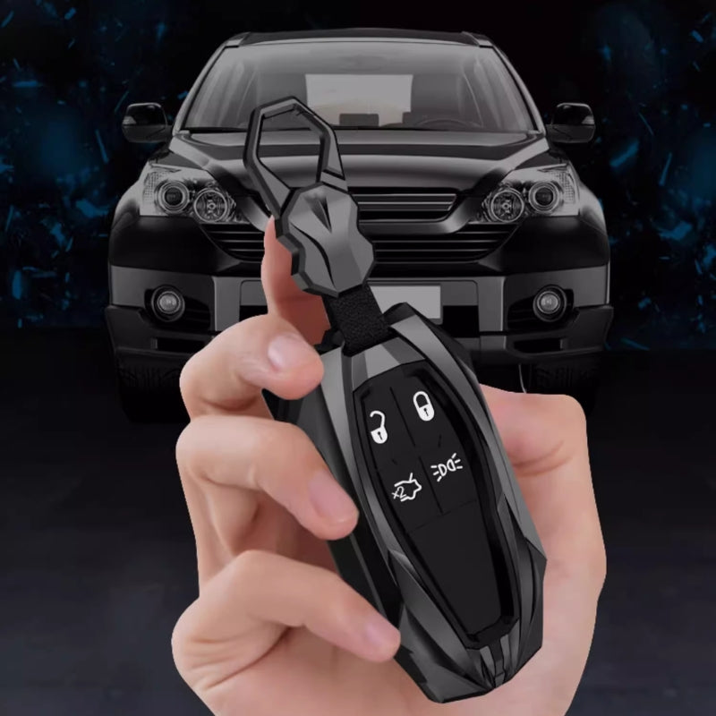 Load image into Gallery viewer, Shockproof Zinc Alloy &amp; Silicone Key Fob Case with Lock Buckle for Maserati Levante, MC20, Ghibli, Quattroporte 2014-2022 – Premium Protection Cover

