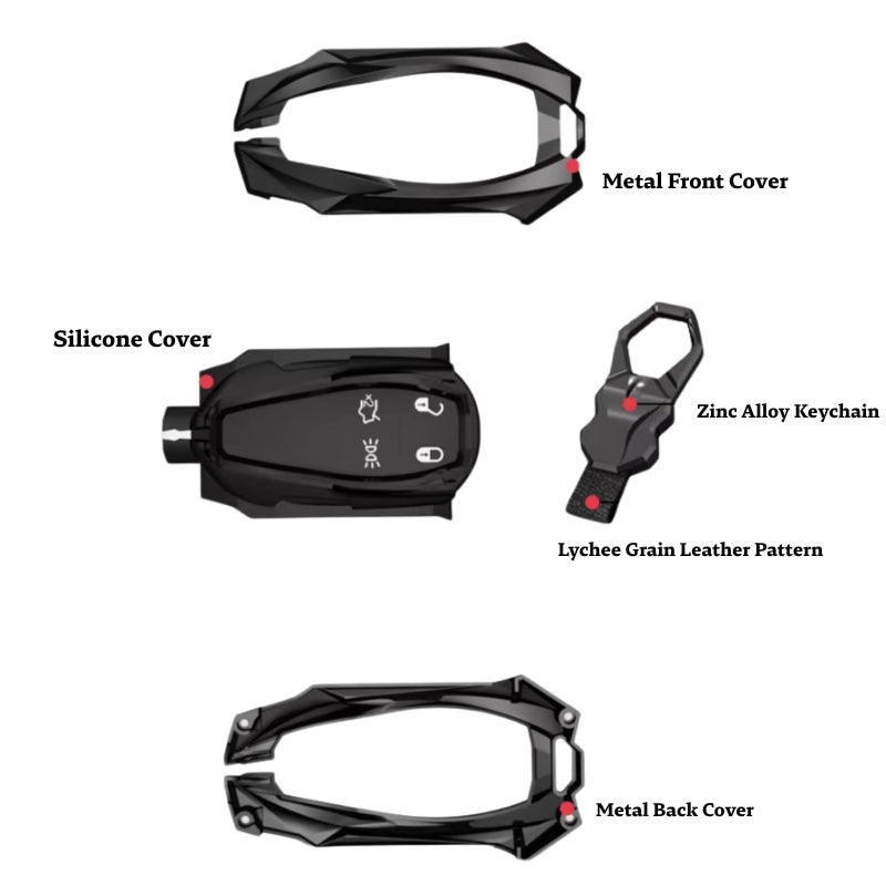 Load image into Gallery viewer, Shockproof Zinc Alloy &amp; Silicone Key Fob Case with Lock Buckle for Maserati Levante, MC20, Ghibli, Quattroporte 2014-2022 – Premium Protection Cover
