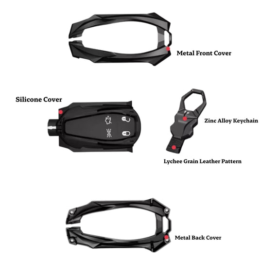 Shockproof Zinc Alloy & Silicone Key Fob Case with Lock Buckle for Maserati Levante, MC20, Ghibli, Quattroporte 2014-2022 – Premium Protection Cover