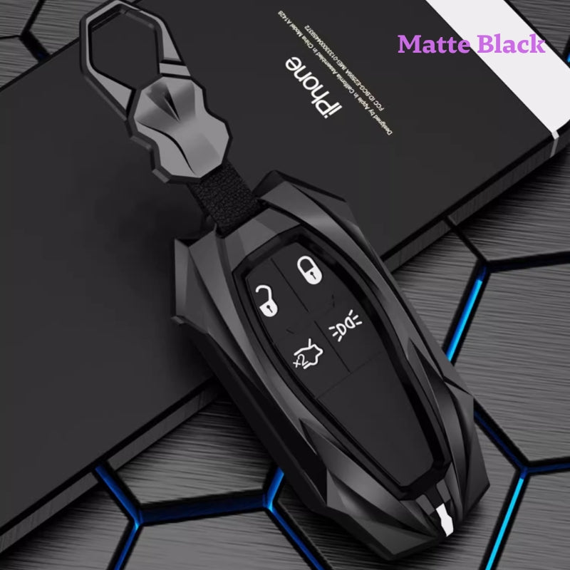 Load image into Gallery viewer, Shockproof Zinc Alloy &amp; Silicone Key Fob Case with Lock Buckle for Maserati Levante, MC20, Ghibli, Quattroporte 2014-2022 – Premium Protection Cover
