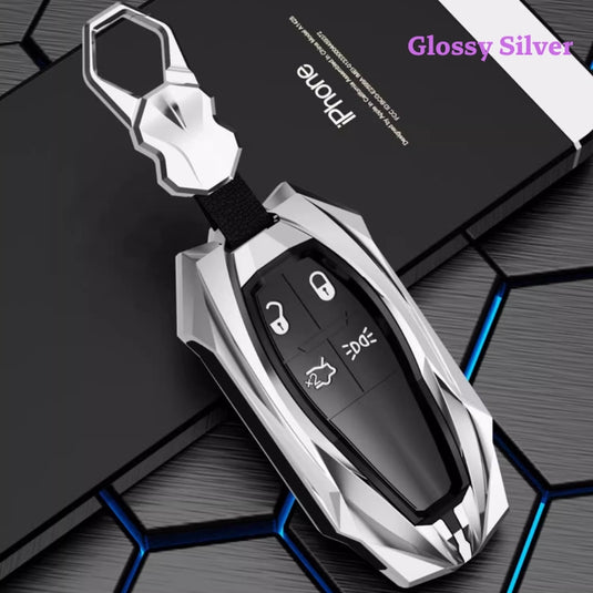 Shockproof Zinc Alloy & Silicone Key Fob Case with Lock Buckle for Maserati Levante, MC20, Ghibli, Quattroporte 2014-2022 – Premium Protection Cover