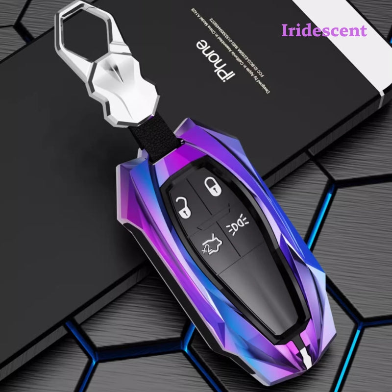 Load image into Gallery viewer, Shockproof Zinc Alloy &amp; Silicone Key Fob Case with Lock Buckle for Maserati Levante, MC20, Ghibli, Quattroporte 2014-2022 – Premium Protection Cover
