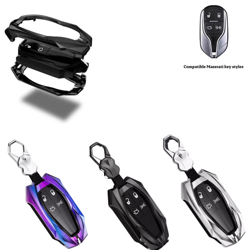Shockproof Zinc Alloy & Silicone Key Fob Case with Lock Buckle for Maserati Levante, MC20, Ghibli, Quattroporte 2014-2022 – Premium Protection Cover