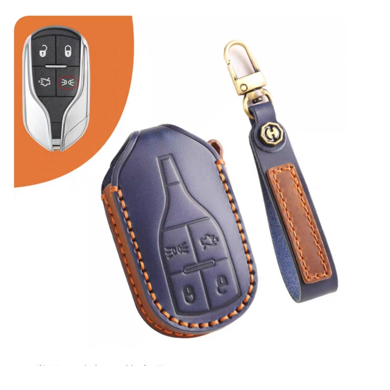 Load image into Gallery viewer, Luxury Genuine Leather Key Fob Case for Maserati Levante, MC20, Ghibli, Quattroporte 2014-2022 – Shockproof, Handcrafted &amp; Gift-Ready
