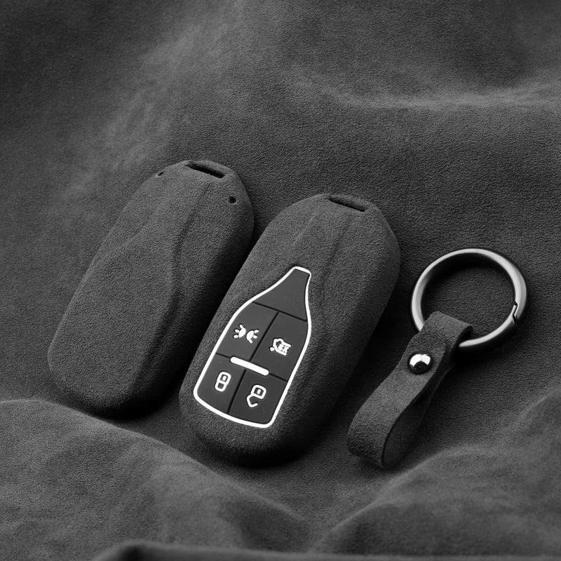 Load image into Gallery viewer, Luxury Suede Key Fob Case for Maserati Levante, MC20, Ghibli, Quattroporte 2014-2022 – Skin-Friendly, Durable &amp; Stain-Resistant
