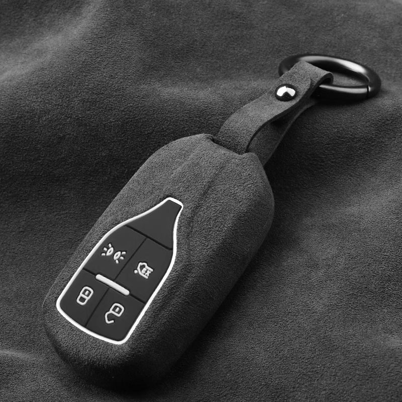 Load image into Gallery viewer, Luxury Suede Key Fob Case for Maserati Levante, MC20, Ghibli, Quattroporte 2014-2022 – Skin-Friendly, Durable &amp; Stain-Resistant
