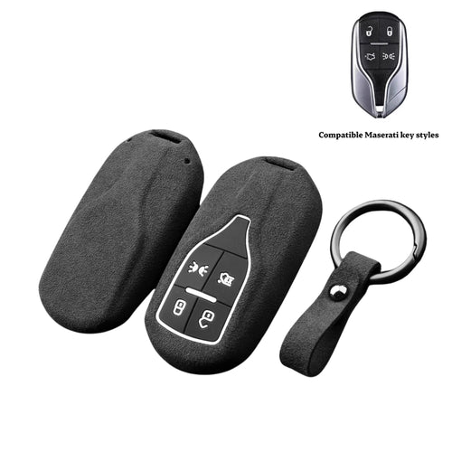 Luxury Suede Key Fob Case for Maserati Levante, MC20, Ghibli, Quattroporte 2014-2022 – Skin-Friendly, Durable & Stain-Resistant