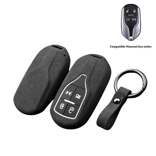 Luxury Suede Key Fob Case for Maserati Levante, MC20, Ghibli, Quattroporte 2014-2022 – Skin-Friendly, Durable & Stain-Resistant