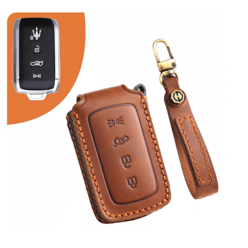 Load image into Gallery viewer, Luxury Genuine Leather Key Fob Case for Maserati Levante, MC20, Ghibli, Quattroporte 2014-2022 – Shockproof, Handcrafted &amp; Gift-Ready
