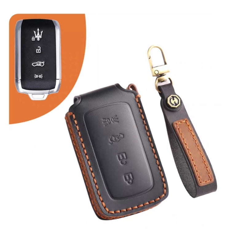 Load image into Gallery viewer, Luxury Genuine Leather Key Fob Case for Maserati Levante, MC20, Ghibli, Quattroporte 2014-2022 – Shockproof, Handcrafted &amp; Gift-Ready
