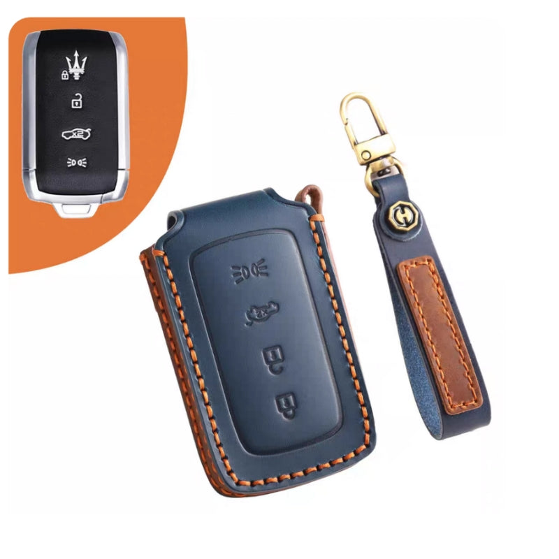 Load image into Gallery viewer, Luxury Genuine Leather Key Fob Case for Maserati Levante, MC20, Ghibli, Quattroporte 2014-2022 – Shockproof, Handcrafted &amp; Gift-Ready
